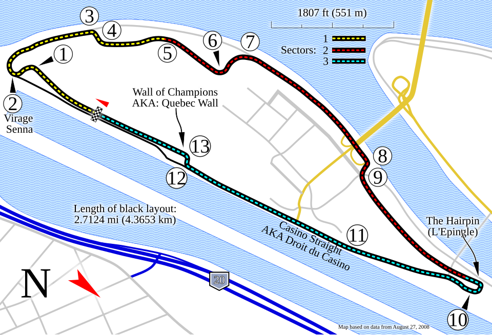Circuit Gilles Villeneuve track layout